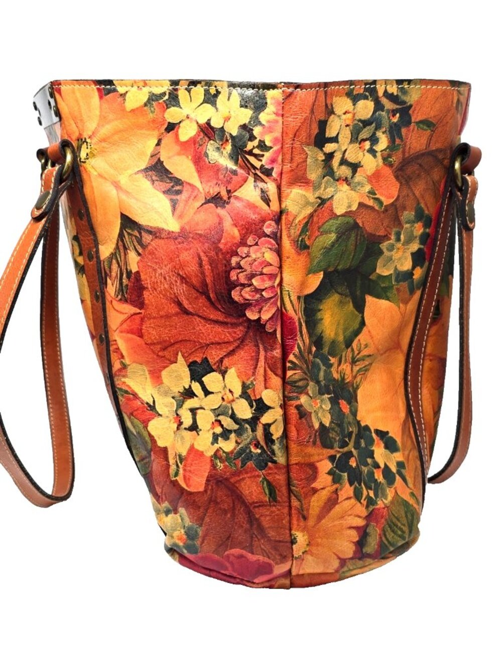 Patricia Nash Benvenuto Floral Distressed Leather Tote Shoulder Bag Studded - Picture 7 of 12